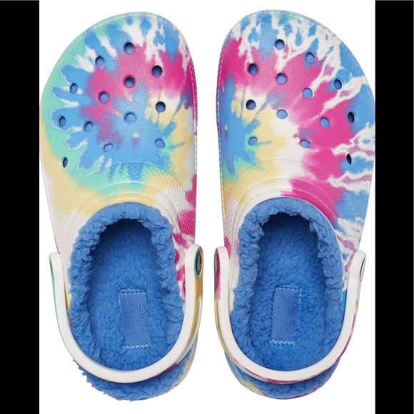 Crocs Unisex Adult Classic Rainbow Festival Lined Clogs in Powder Blue/Multi - Picture 2 of 6